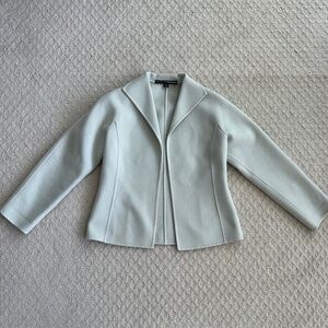 Linda Allard Ellen Tracy 100% Wool Open-Front Jacket Light Gray 4P Cozy Fall